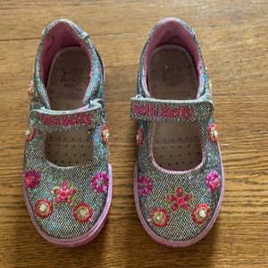 Lelli Kelly Metallic Silver Embroidered Shoes